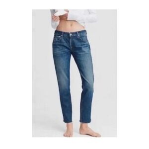 Rag & Bone Women's Size 29 Blue Dre Low-Rise Slim Boyfriend Jeans Bianca Raw Hem